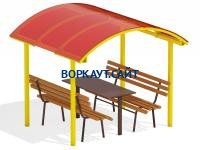 Стол и лавки под навесом МАФ 4005 в Орлом