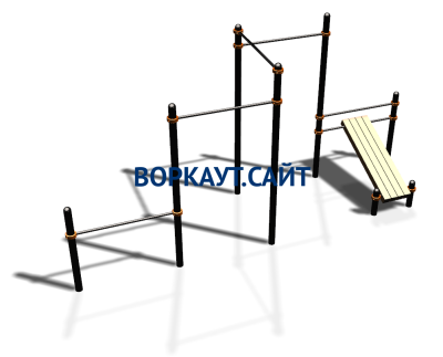 Воркаут комплекс разноуровневых турников со скамьей для пресса ВС-37 в Орлом