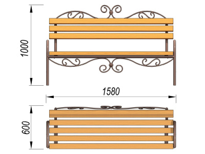 Лавочка кованная МАФ 1606 в Орлом