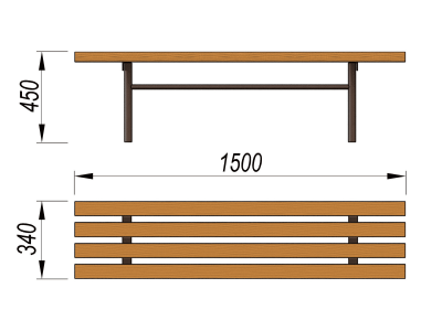 Лавочка без спинки МАФ 1601 в Орлом