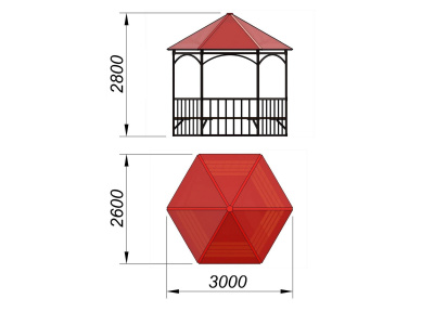 Беседка с лавками и полом МАФ 4122 в Орлом