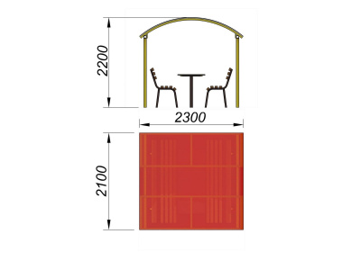 Стол и лавки под навесом МАФ 4005 в Орлом