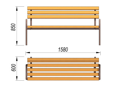 Парковая лавочка со спинкой МАФ 1605 в Орлом