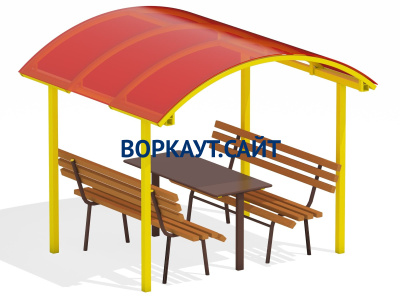 Стол и лавки под навесом МАФ 4005 в Орлом